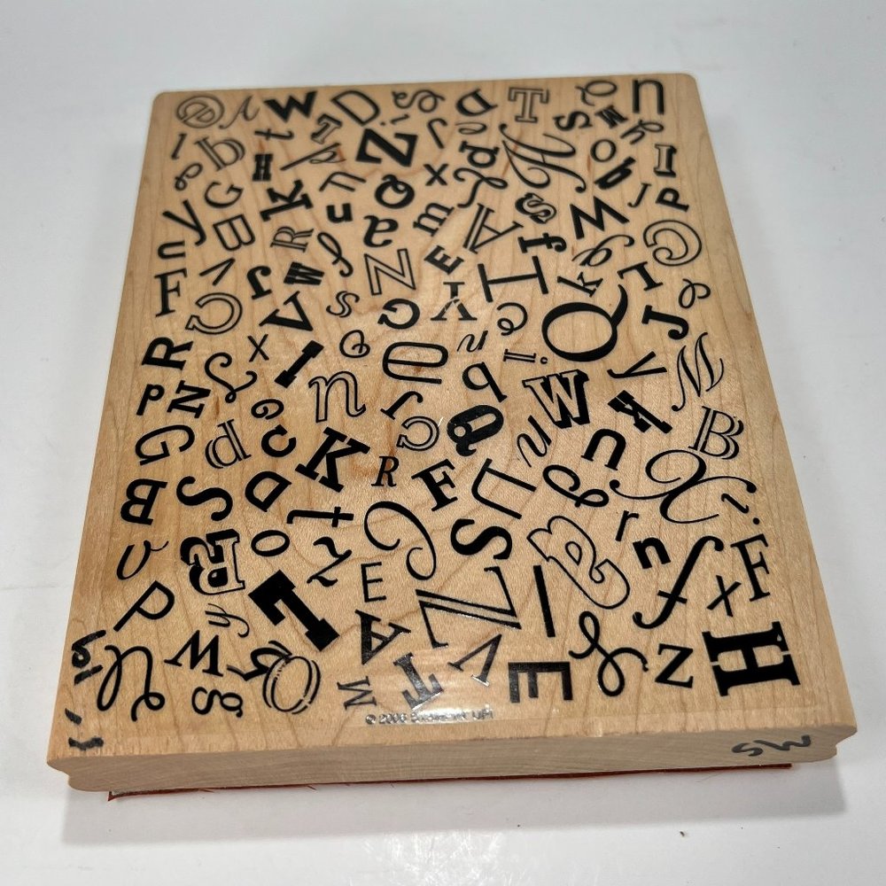 Stampin Up Rubber Stamp Fontastic Collage Letters Background Mounted 2000's
